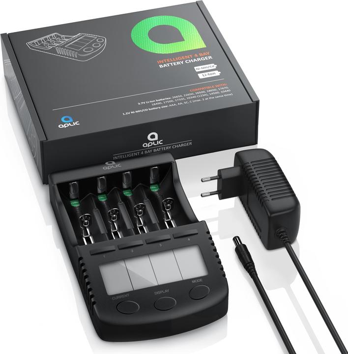 Produktbild Aplic Batterie Ladegerät 1000 mA, für Akku, mit USB-Ladeport für Li-ion / 18650 / Ni-MH / Ni-CD Akkus (18650, AA, AAA, Ladegerät ohne Akku)