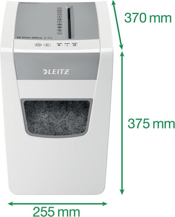 Produktbild Leitz Aktenvernichter IQ Slim Office P4/12 Blatt/DC-Motor/wei? (Partikelschnitt)