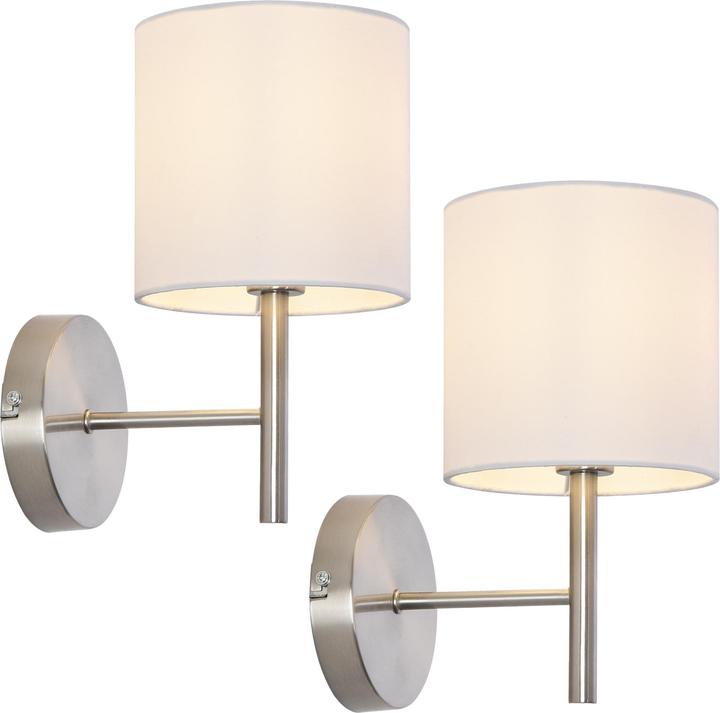 Lux.Pro Wall light set of 2 Winsford silver colour / white (E14)