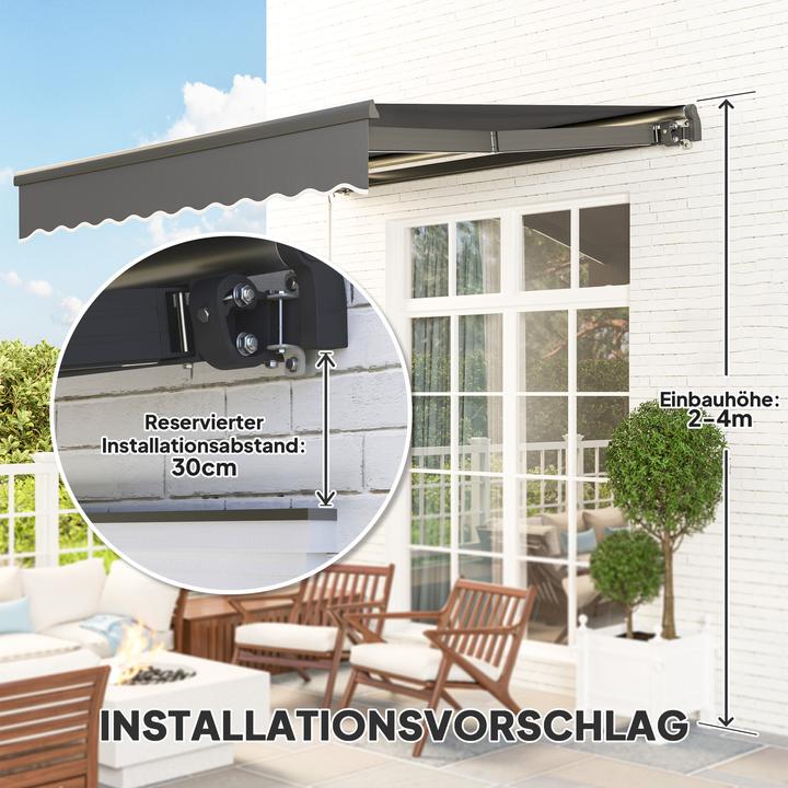 Produktbild Outsunny Klemmmarkise Aluminium, Polyester Grau (2.50 m)