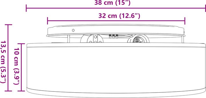 Actual product image VidaXL Deckenlichter Flush Mount Schwarz Ø 38 cm Stoff E27 (E27)
