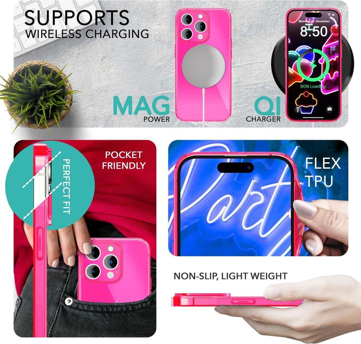 Produktbild Nalia Klar Transparente Neon Silikon Hülle (Apple iPhone 14 Pro Max)