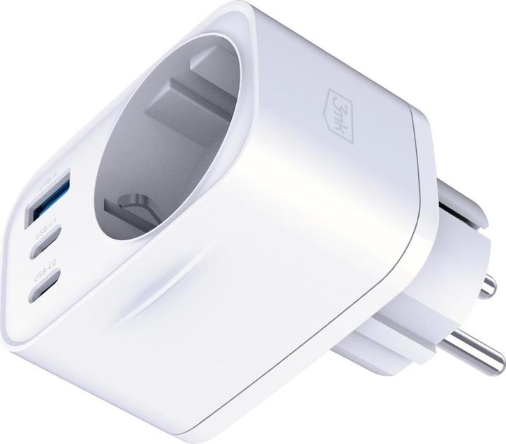 3MK Adapter sieciowy Hyper Comfort Charger 30W 1xUSB-A 2xUSB-C 1xSchuko PD QC3.0 biały (30 W)
