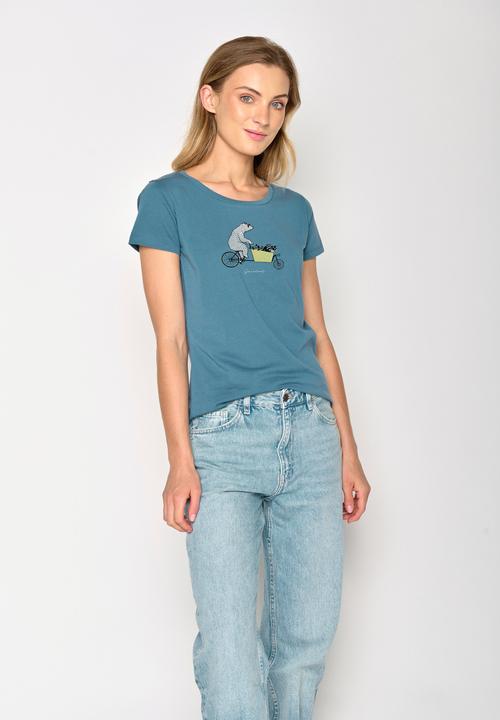 Actual product image Greenbomb Women's Bike Cargo Raccoon Loves T-Shirt (XS)