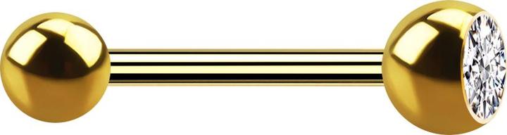 Star Piercing Barbell vergoldet mit Kugel und Kugel Kristall silber (ohne Messing, Chirurgenstahl 316L)