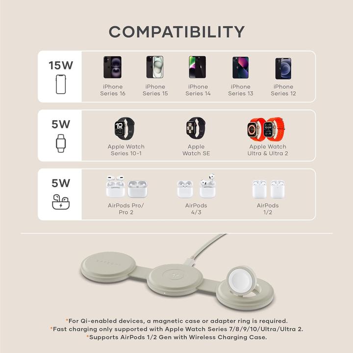 Produktbild Satechi OntheGo 3-in-1 Wireless Charger mit Qi2 (15 W)