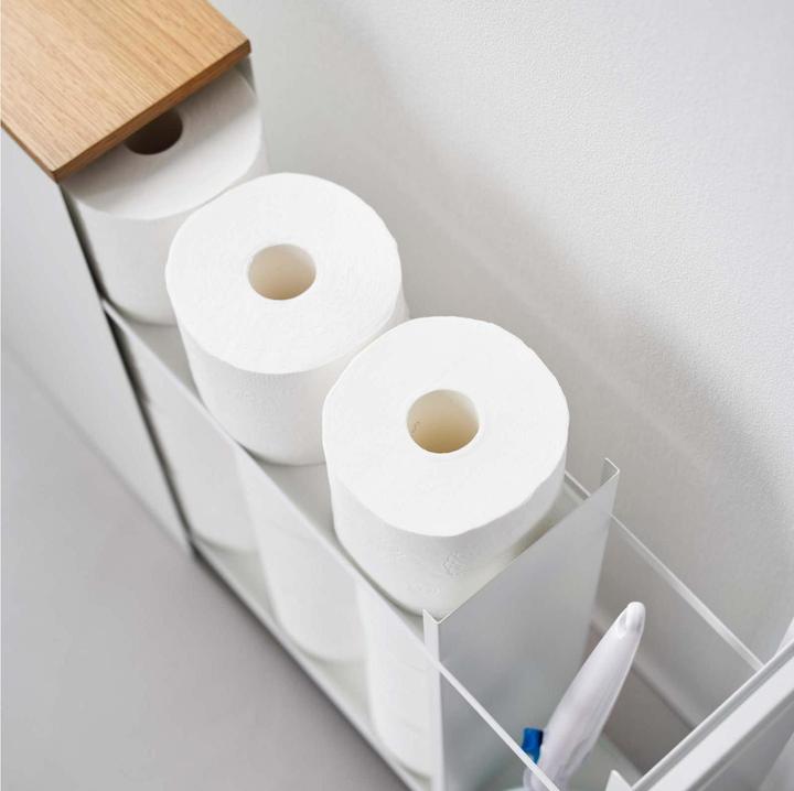 Actual product image Yamazaki Pull-out shelf with wooden shelf TOWER (14 x 56 x 55 cm)