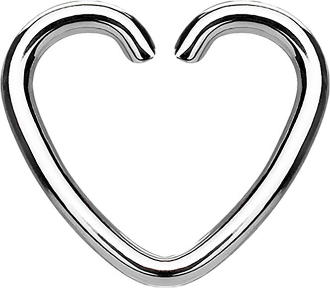 Star Piercing Micro Piercing Ring Herz silber mit Titanium Beschichtung (Chirurgenstahl 316L, ohne Messing)