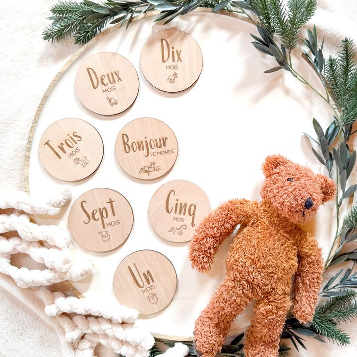 Produktbild Ultimus Baby Meilenstein Markierungskarten Bergmotiv (Englisch Buchenholz)