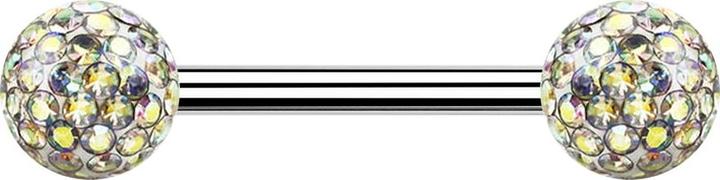 Immagine prodotto Star Piercing Barbell silver con due sfere di cristallo strato protettivo epossidico multicolore (Acciaio chirurgico 316L, senza ottone)