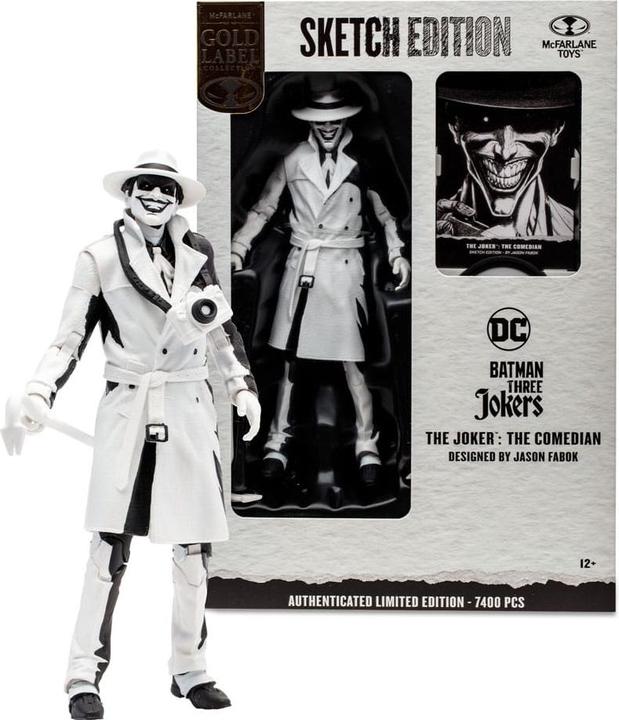 Produktbild McFarlane Batman: Three Jokers DC Multiverse Actionfigur The Joker: The Comedian Sketch Edition (Gold Label) 1