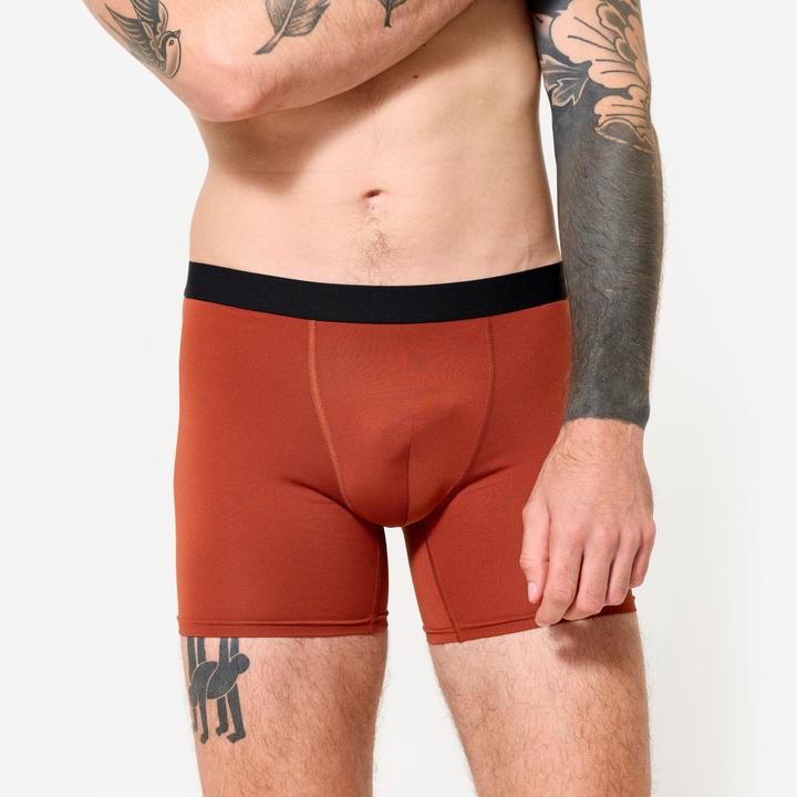 Produktbild Decathlon Boxershorts Herren Mikrofaser atmungsaktiv 3er-Pack - blau/rot (L)