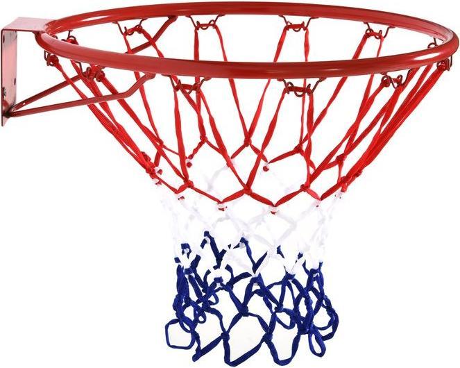 Produktbild Swisshandel24 Basketball Netz Basketballkorb mit Netz, Stahlrohr+Nylon, Rot + Blau + Weiss, ø46 cm