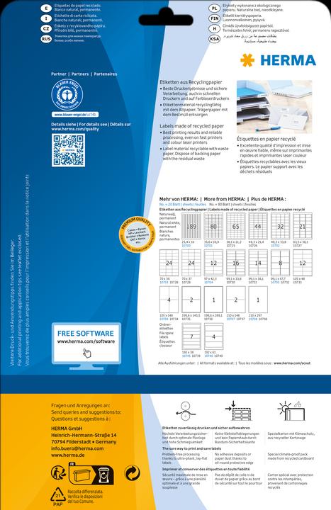 Actual product image HERMA Recycling shipping labels A4