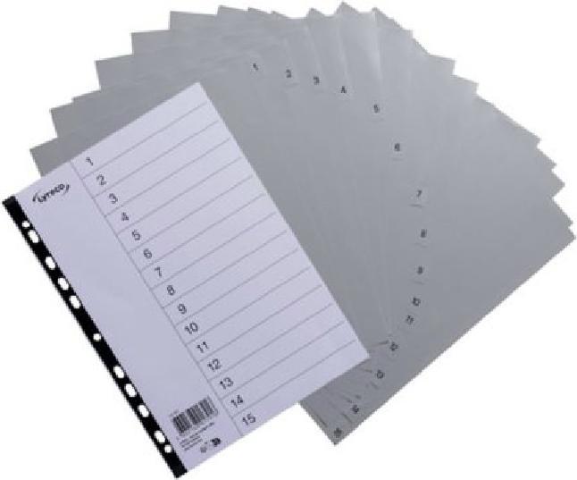 Image du produit Lyreco Register Kunststoff grau 1-15 A4