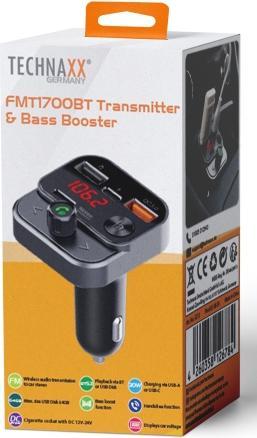 Image du produit Technaxx Bluetooth 5.3 FM-Transmitter für das Auto mit USB-C-&USB-A-Laden, Deep Bass Boost, Freispre