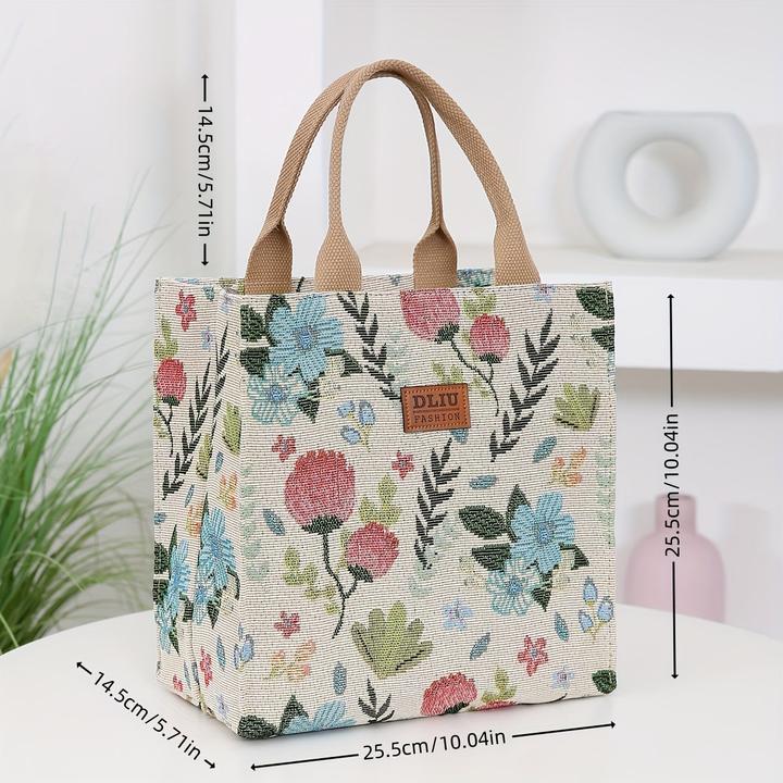 Actual product image Only-Bags.Store Vintage Floral Nylon Tote Bag with zip, foldable top handle handbag for commuting and travelling