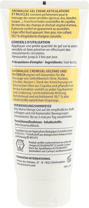 Nährwerte und Zutaten Pranarom AROMALGIC - Gelcreme Gelenk & Muskeln Bio (1 x, 100 ml, 126 g)