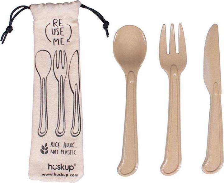 Produktbild HuskUp Wiederverwendbares Besteck aus Reis (3 Stück, Besteck Set)