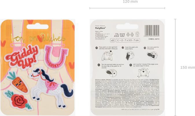 Actual product image Partydeco Iron on patches Giddy up, mix, 2-7x3.5-7 cm (1 pkt / 5 pc.)
