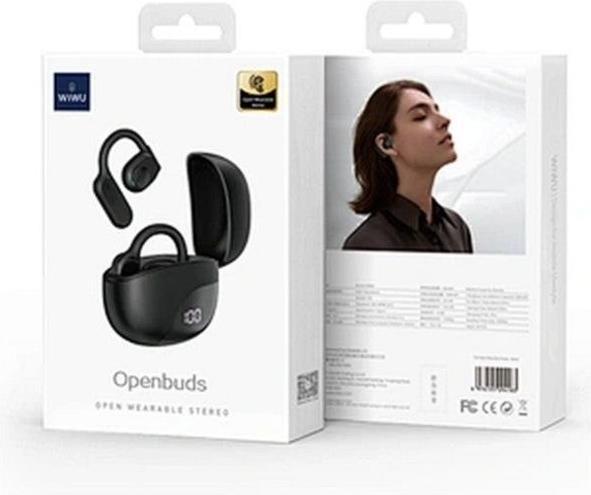 Actual product image Wiwu Wireless charger - Open Wearable Stereo (OWS) Openbuds T20 - black (12 h, Wireless)