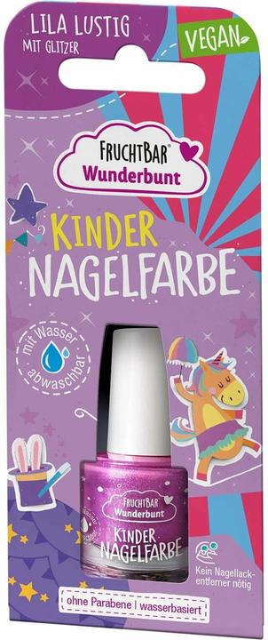 Actual product image Fruchtbar Child nail colour (Purple funny with glitter, Colour paint)