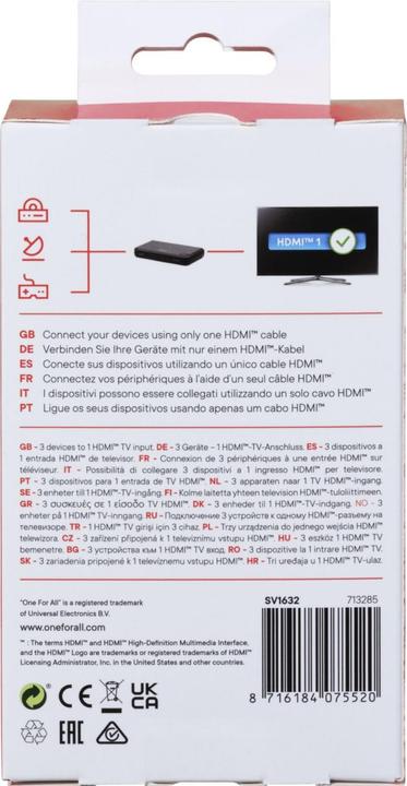 Produktbild One for All SV1632 4K HDMI Umschalter