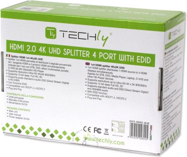 Immagine prodotto Techly Splitter HDMI 4K UHD 3D Modi EDID