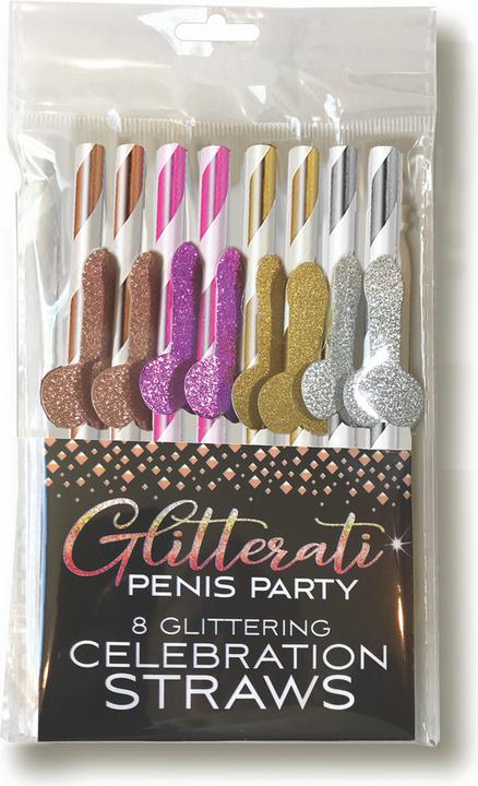 Actual product image Little Genie Productions Glitterati Penis, Party Cocktail Straws