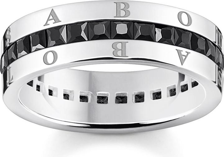 Thomas Sabo Bandring mit Schwarzen Steinen Pavé Silber