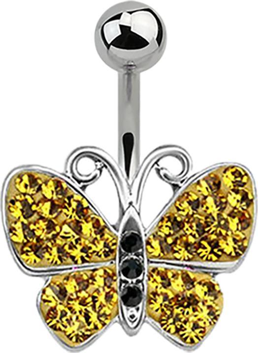 Star Piercing Banane silber Schmetterling topaz (Chirurgenstahl 316L)