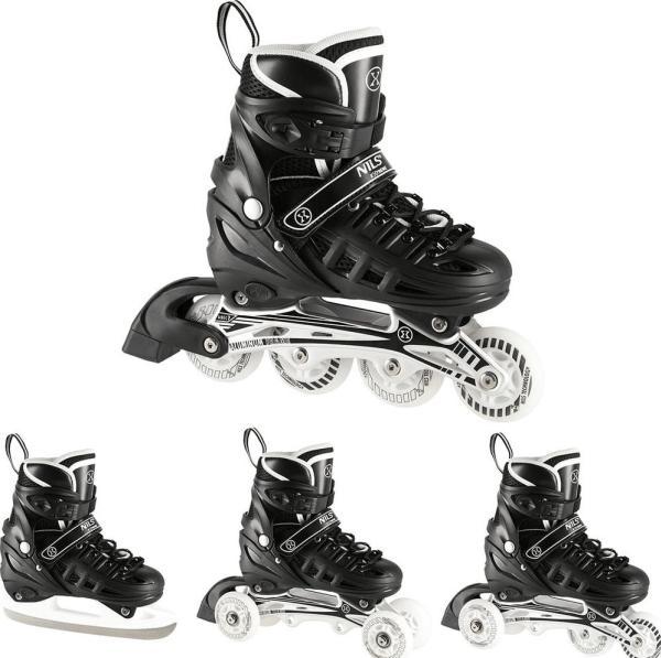 Actual product image Nils NH10905 4in1 BLACK LED SIZE M. M(35-38) INLINE SKATES WITH DIM. EXTREME HOCKEY BLADE (37)
