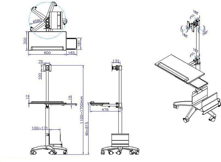 Actual product image Value Mobile PC Roll Stand (Table)
