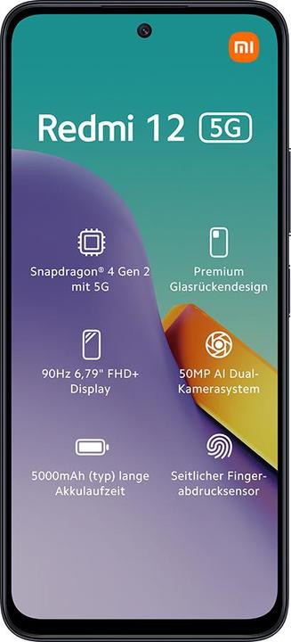 Actual product image Xiaomi Redmi 12 (128 GB, Midnight Black, 6.79", Hybrid Dual SIM, 50 Mpx, 4G)