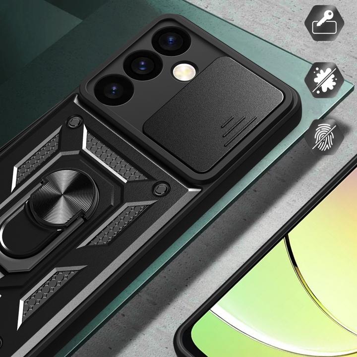 Produktbild Hurtel Hybrid Armor Camshield Panzerhüllemit Kameraabdeckung – Schwarz (Samsung Galaxy S24+)