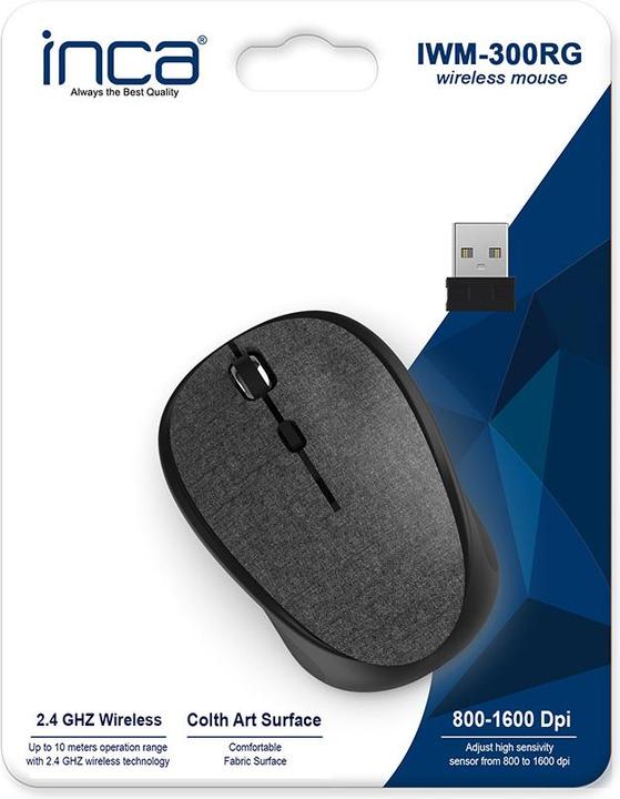Image du produit Inca Souris IWM-300RG Nano-USB, sans fil, 1600 DPI, tissu, GR retail (Sans fil)