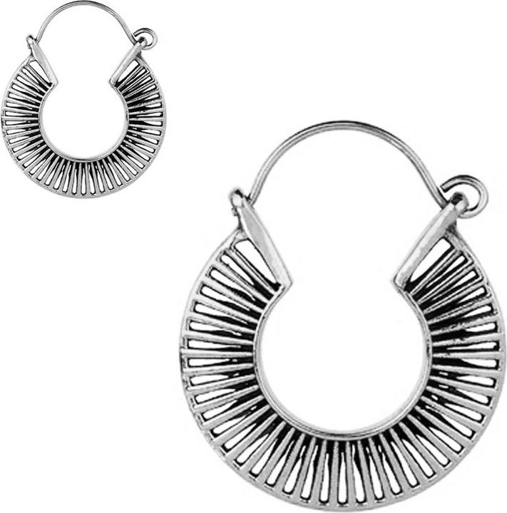 Star Piercing Ohrring silber Fächer Creole (Messing)