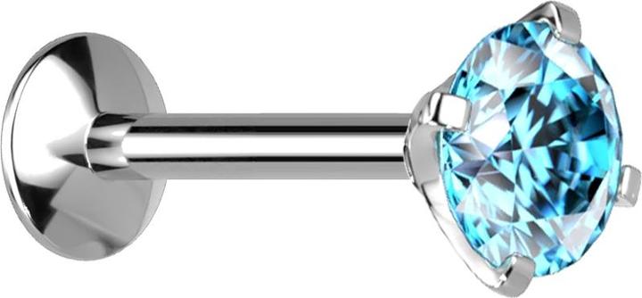 Image du produit Star Piercing Micro femelle Labret UFO argenté avec cristal serti aqua (sans laiton, Titane G23)
