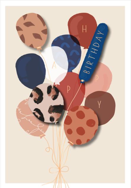 Geburtstagskarte Ballone - Happy Birthday (1 Stk.)