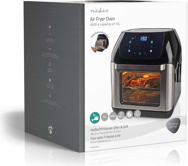 Produktbild Nedis Heissluft Friteuse 12 l Timer: 60 min Digital Schwarz (EU-Stecker)