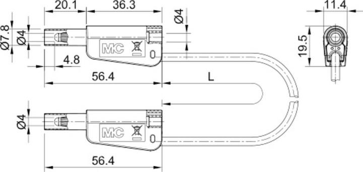 Actual product image Stäubli SLK-4A-S10 Measuring cable ( - ) 25 cm Green 1 pc.