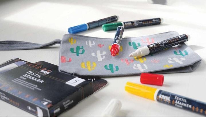 Image du produit Kreul Texi Mäx Opak Kit de Base (Jaune, Vert, Blanc, Bleu, Rouge, 4 mm, 5 x)