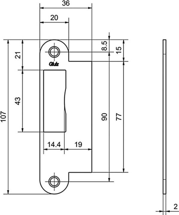Produktbild Glutz Fallenschliessbleche B-22400 (Schliessblech)