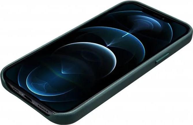 Produktbild iCarer iPhone 12/12 Pro - Echtleder Back Cover Etui, grün (RIX1206) (Apple iPhone 12, Apple iPhone 12 Pro)