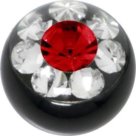 Bijouteria Piercingverschluss (Chirurgenstahl 316L, PVD Beschichtung (schwarz), Premium Kristall)