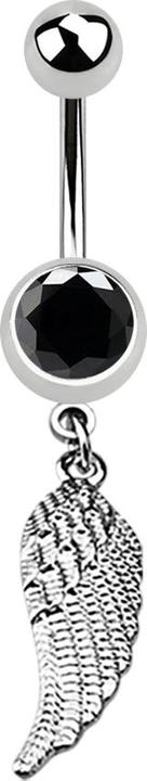 Immagine prodotto Star Piercing Banana in argento con ali pendenti e cristallo nero (Acciaio chirurgico 316L, senza ottone)
