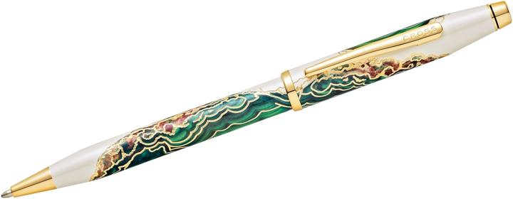 Productafbeelding Cross Twist action biros Wanderlust Borneo wit lak groen goud geschenkverpakking (Wit lak groen goud, 1 x)