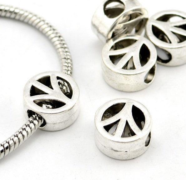 Hermex Peace / Love Bead - Silbrig (Zink-Legierung)
