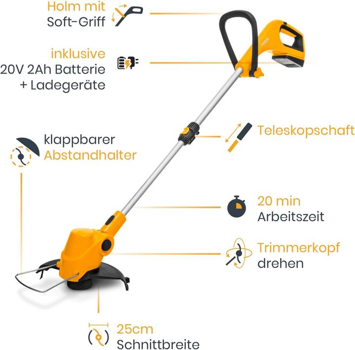 Actual product image Stiga GT 100e battery-powered lawn trimmer Soft grip, incl. battery, incl. charger 20V 2Ah Cutting width (Plastic knives)