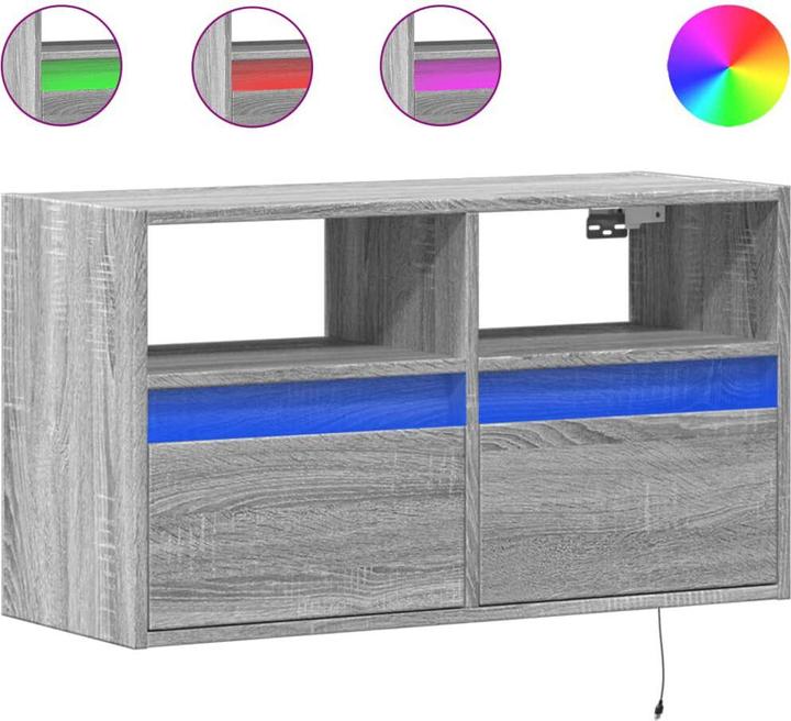 Produktbild VidaXL TV Schrank Wandschrank Lowboard Hängend mit LED-Beleuchtung Grau Sonoma